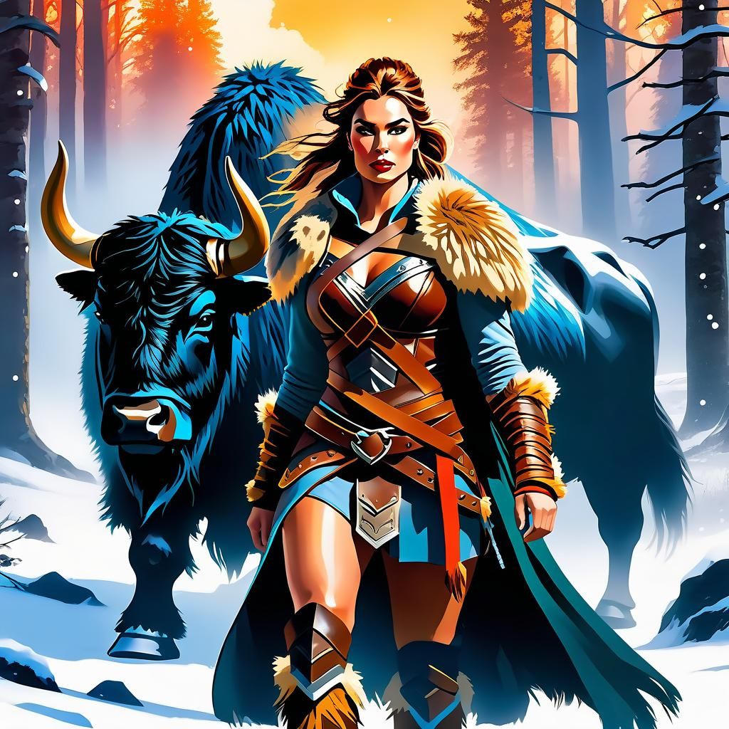 Barbarian Princess Hunting with Snow Yak