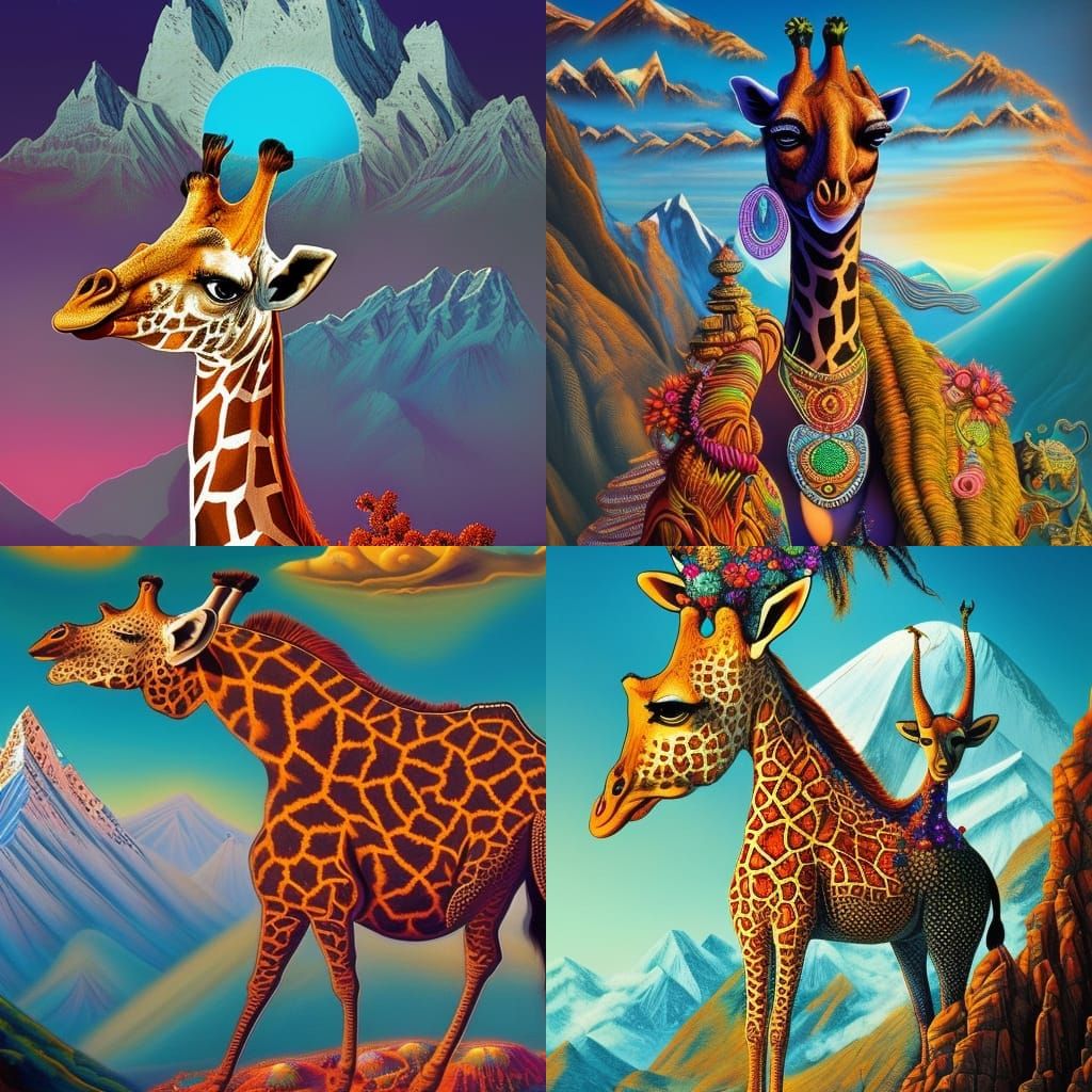 Surreal Giraffe Goddess in the Himalayas
