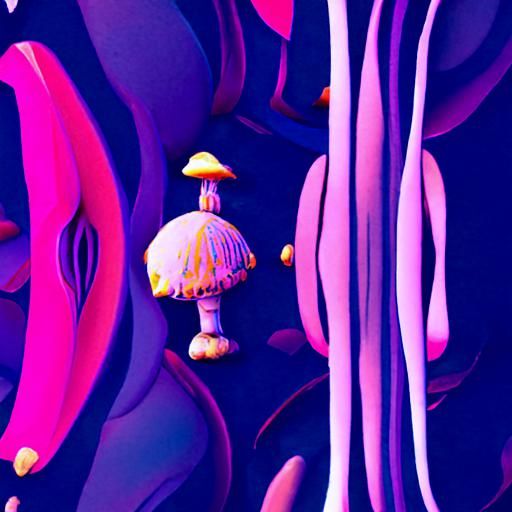 Gnomes in Mushroom Field: Art Nouveau Rococo