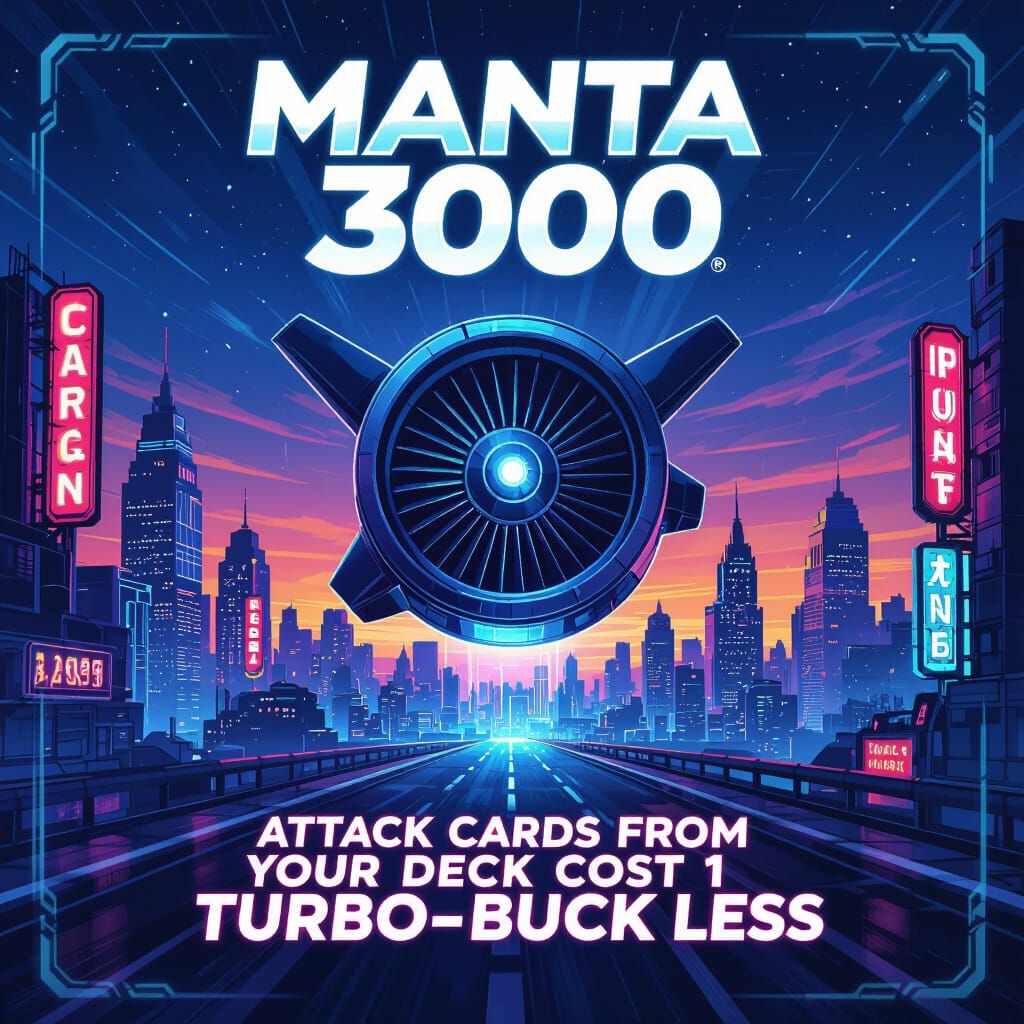 Manta 3000 Service Banner: Futuristic Cityscape & Turbine