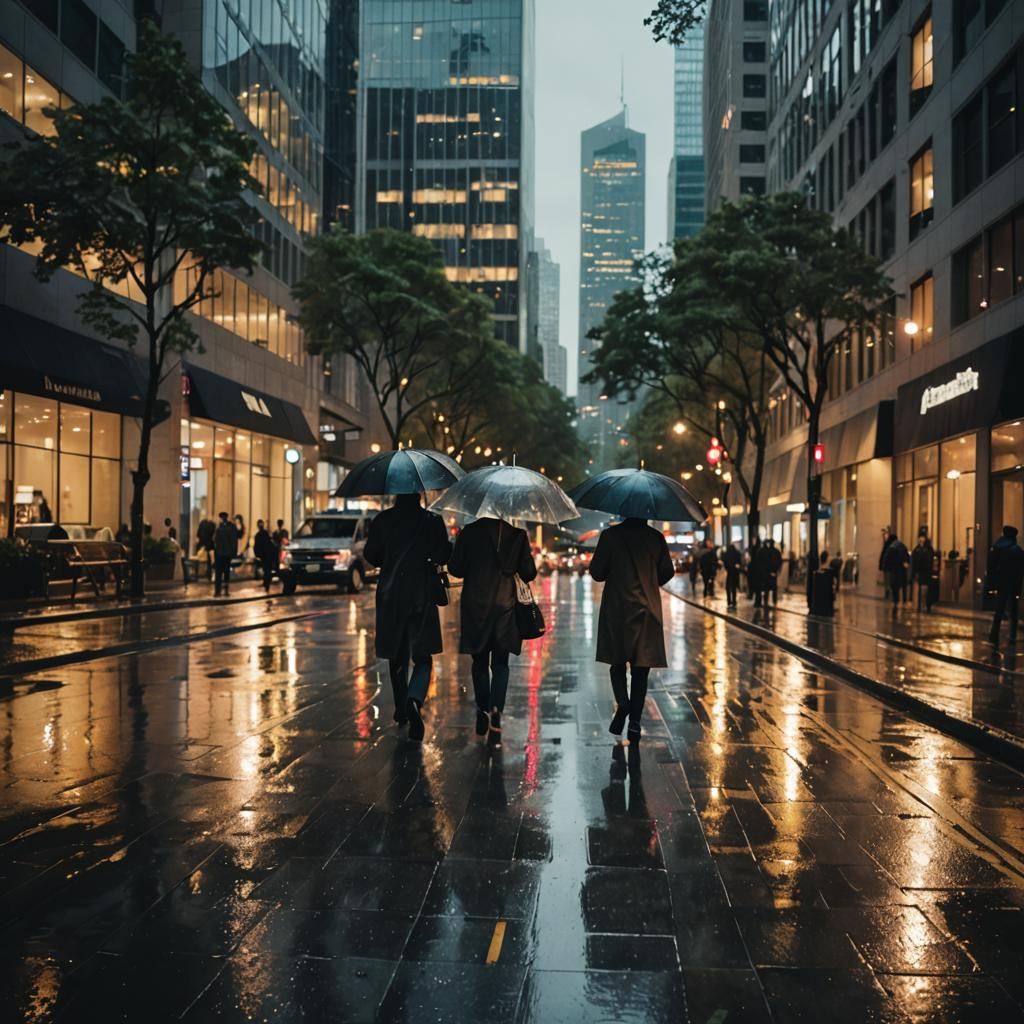 Cityscape at Dusk in Cinematic Realism Style