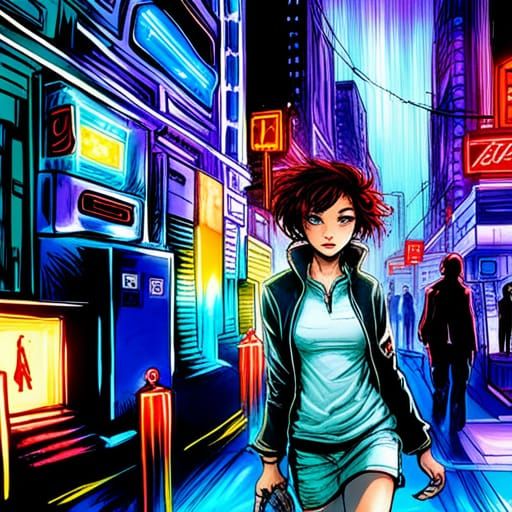 Manga Solarpunk Downtown