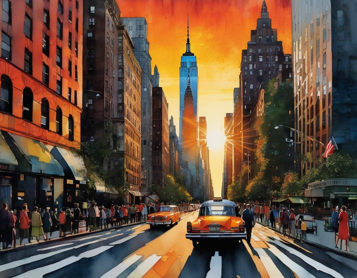 Magical Manhattanhenge Sunset Between Skyscrapers