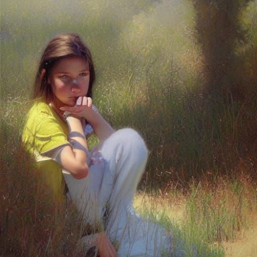 Dreamy Reverie: Oil Painting in Classical Style