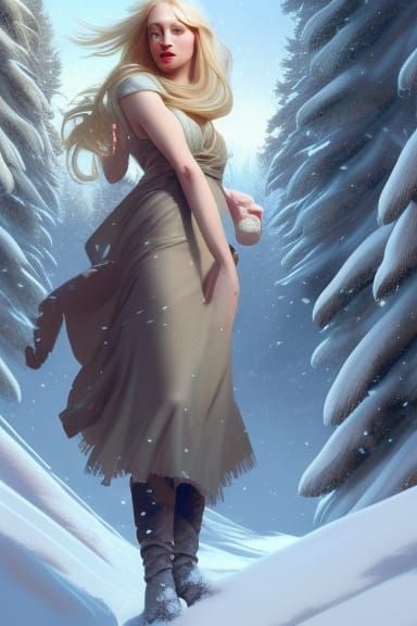 Snowy Blonde Portrait in Hyperdetailed Style