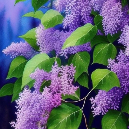 Hyperdetailed Lilacs in Watercolor Style