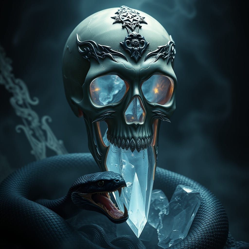 Epic Gothic Skull Crystal in Dramatic Digital Matte Painting