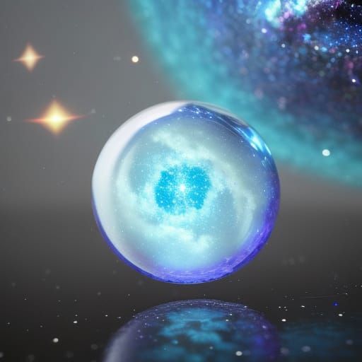 Blue Galaxy in Crystal Sphere: Astral Cosmic Art