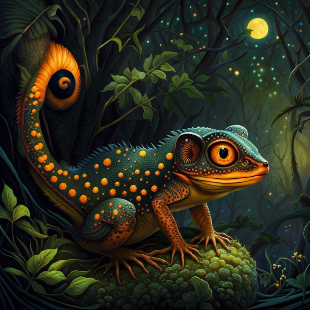 Nocturnal Newt: A Nuanced Nature Scene