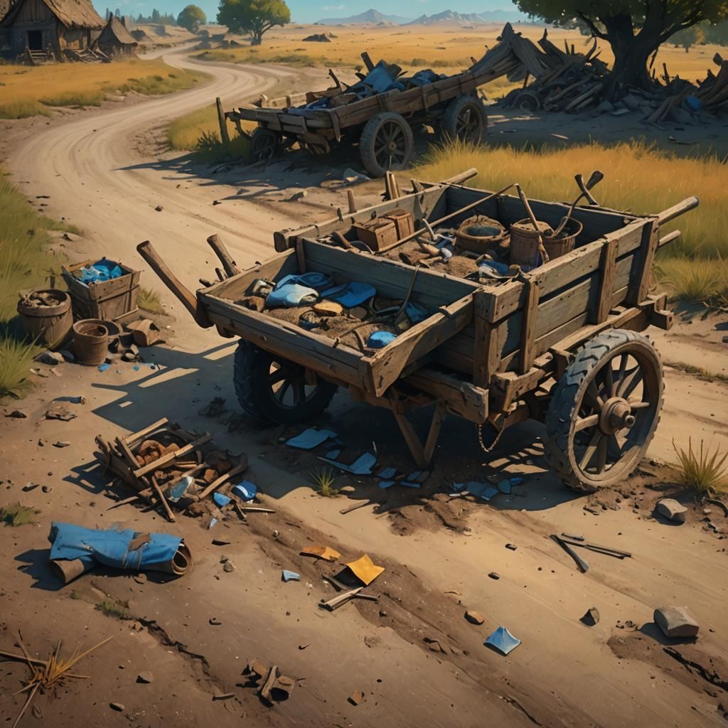 Monster Attack on Medieval Road in Fantasy Art Style