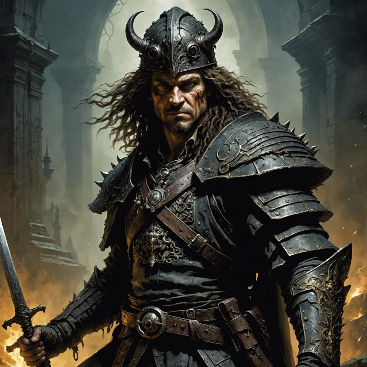 Dramatic Grimdark Artwork in Classic Style