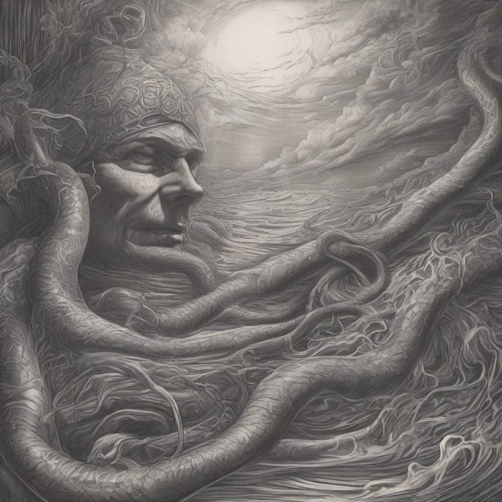 Tattoo-Style Suns, Waves and Icicles in Graphic Novel Style