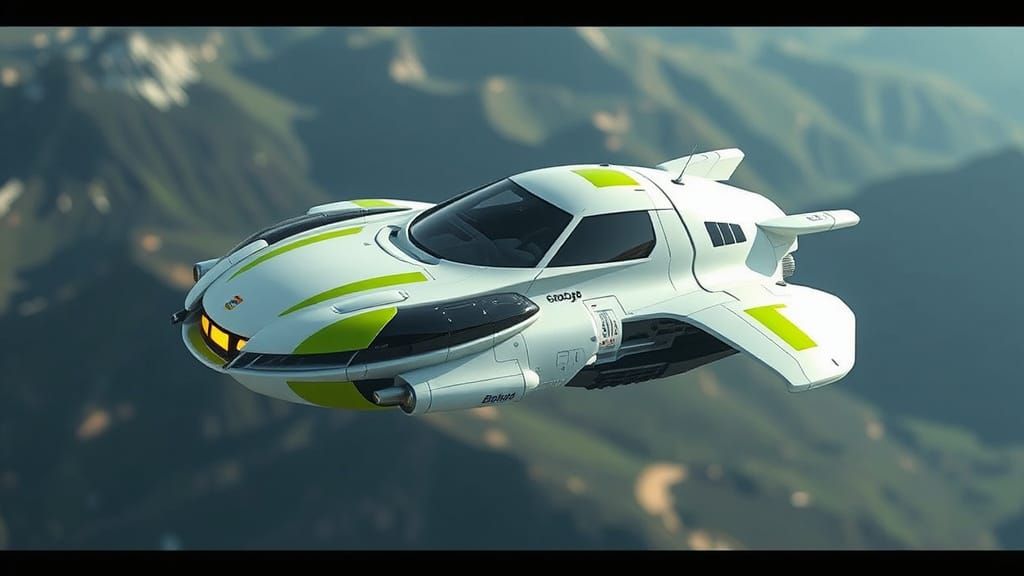 Cyberpunk Sky Speeder in Photorealistic Style