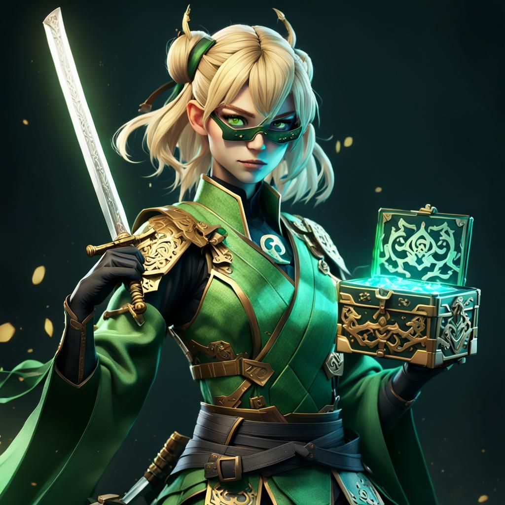 Samurai Riddler: Anime-Style Concept Art in 3D