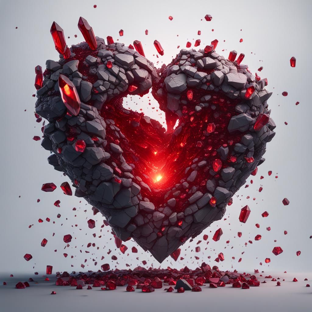 Shattering Red Crystal Heart: Fantasy Concept Art