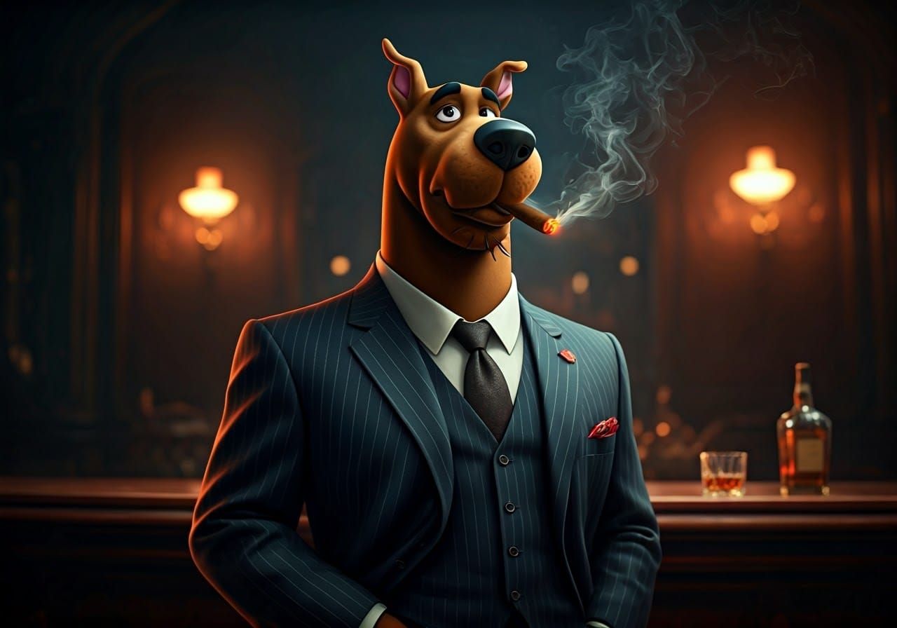 Scooby Doo as Mafia Godfather in Smoky Bar