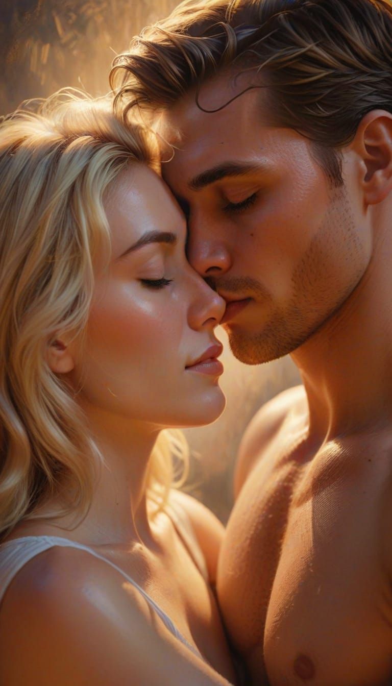 Romantic Realism: Woman Listening to Lover's Heartbeat