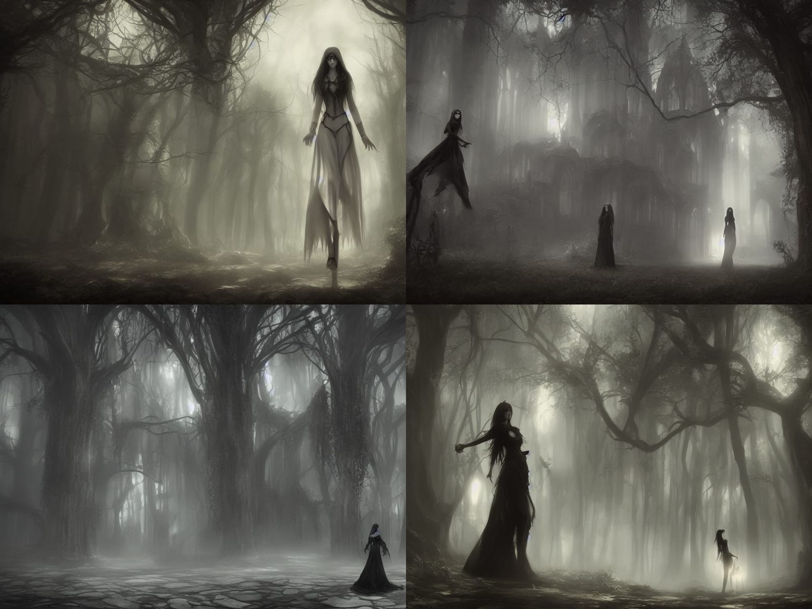 Beautiful Gothic Woman in Detailed Digital Art