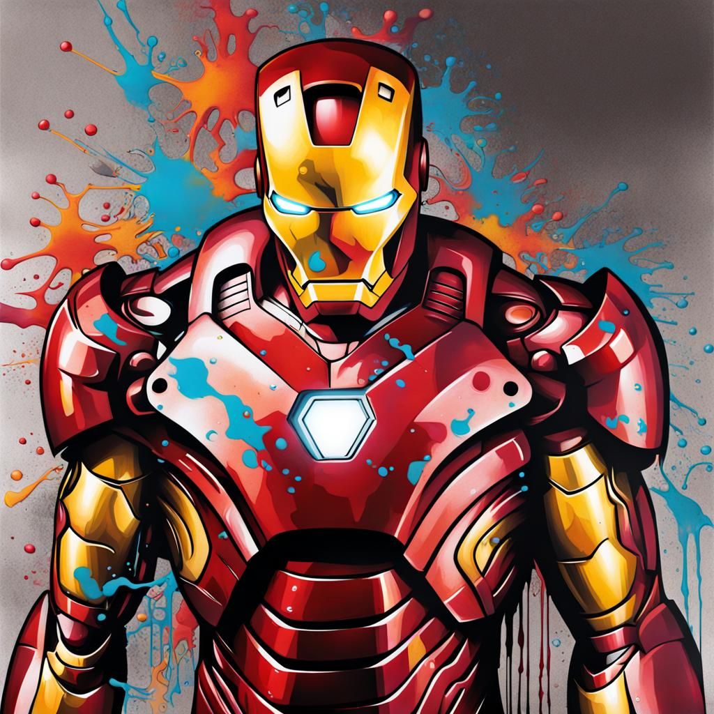 Iron Man Graffiti Art in Splash Style