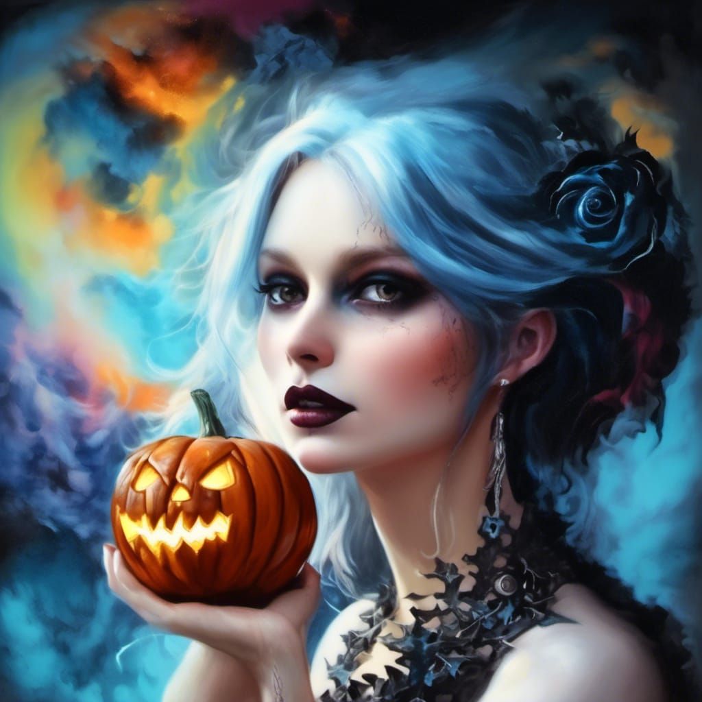 Intricate Surreal Jack-o'-Lantern in Dark Fantasy Style