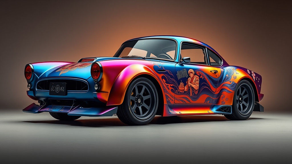 Custom Drift Car with Anime Graphics in Cyberpunk Style