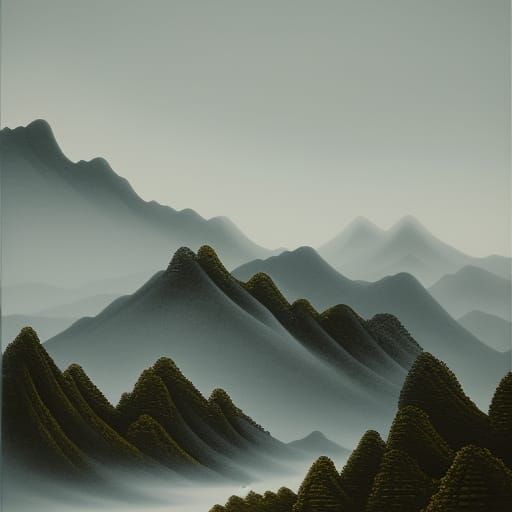 Mountain Temple: A Traditional Chinese Landscape Painting
