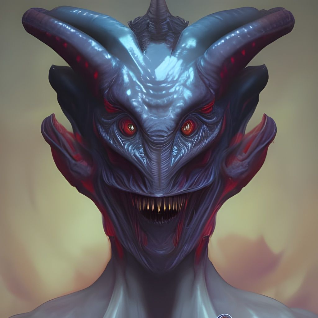 Demonic Alien Monster Portrait in Hyperdetailed Style