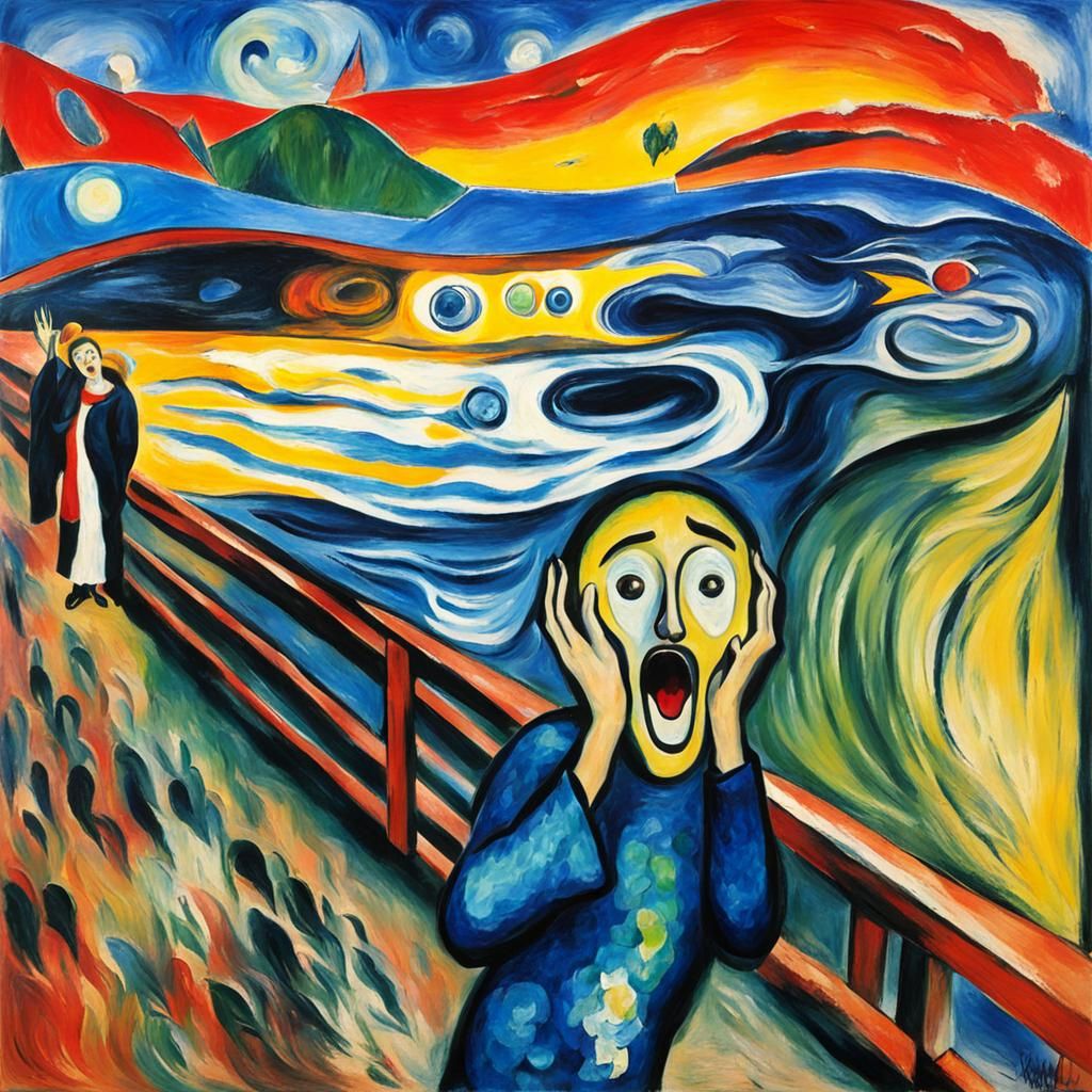 The scream in the style of Marc Chagall