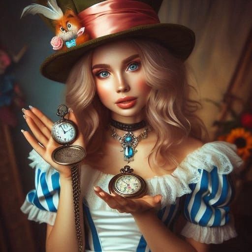Whimsical Wonderland Scene with Mad Hatter's Hat and Pocket ...