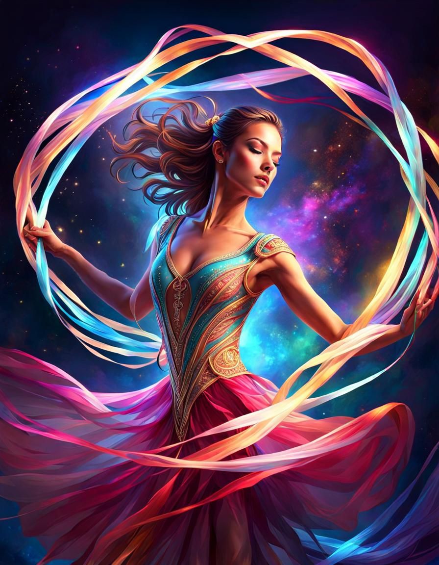 Enchanted Ribbon Dancer in a Magical Pose