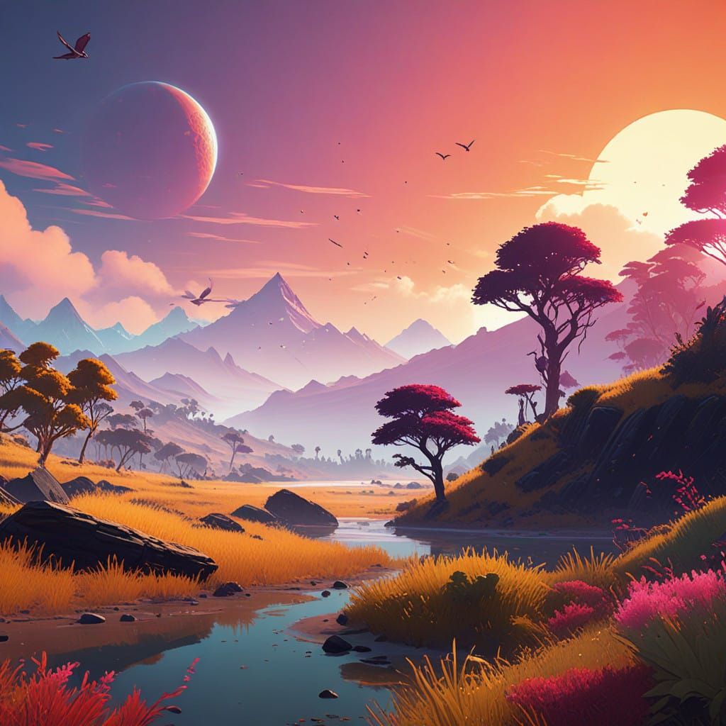 Vibrant Jungle Cathedral at Sunset