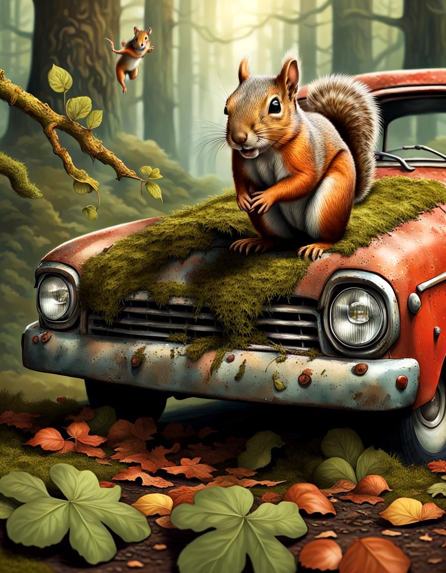 Squirrel's Leap: A Wildlife Illustration