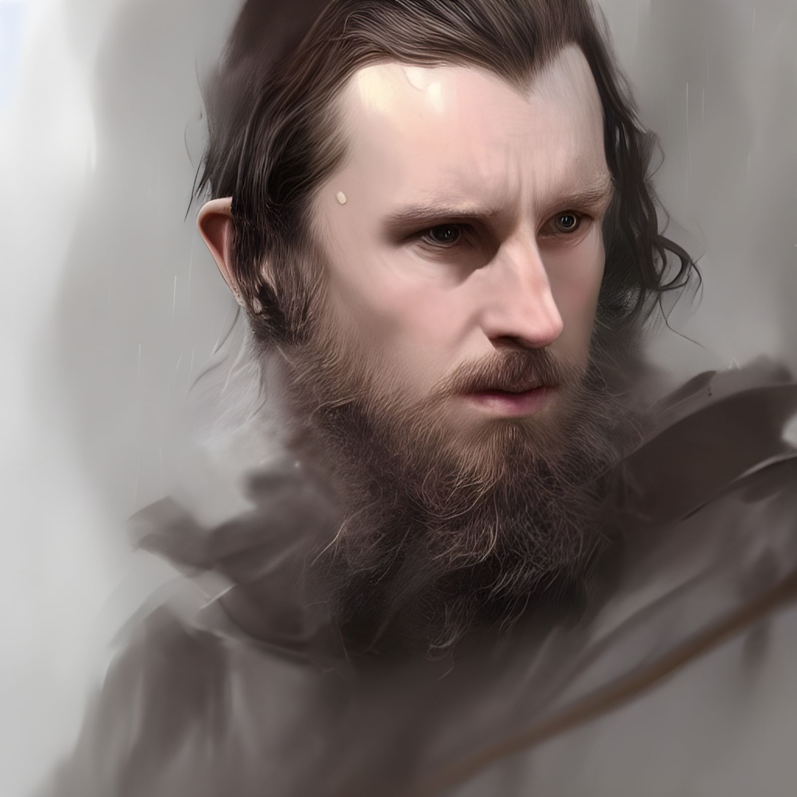 LOTR, Berren , utterly handsome human, with Golden-brown hair, dressed in hunter clothes, secretly watching Luthien in t...