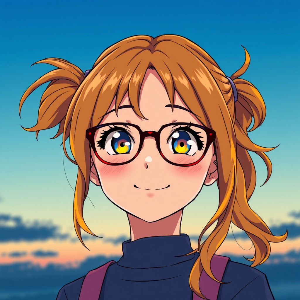 Anime Girl Portrait in Studio Trigger Manga Style