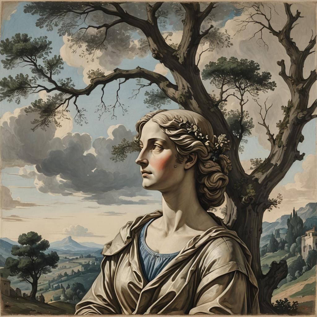 Woman Merges with Scenic Landscape