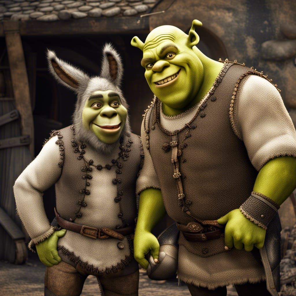Hyperrealistic Shrek and Donkey Amalgamation
