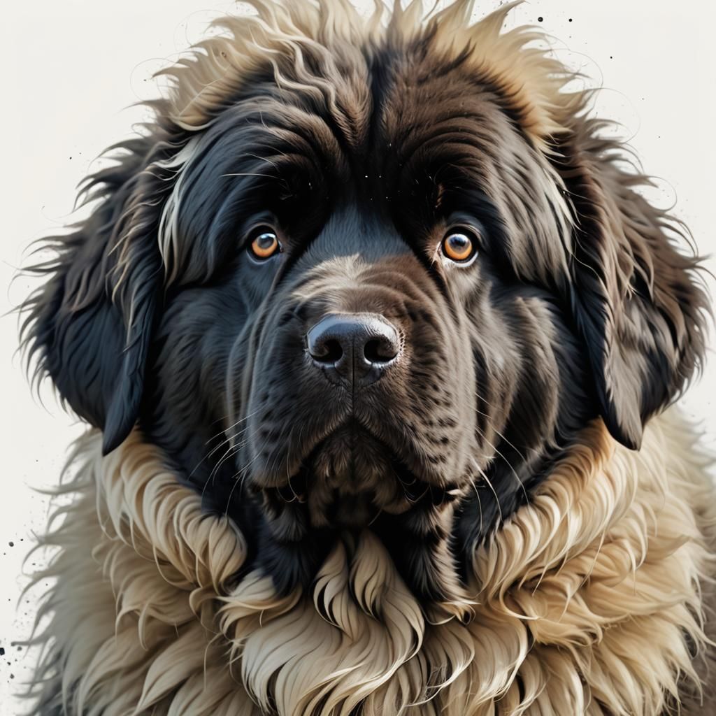 Minimalist Newfoundland Portrait in Pastel Colors