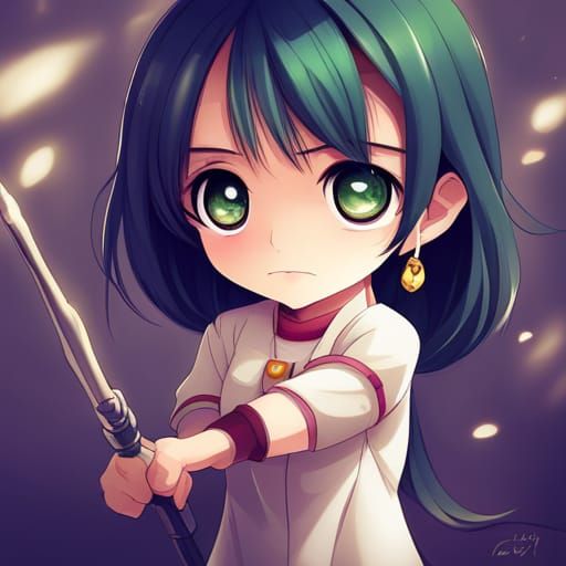 Chibi Girl in Frog Costume: Anime Style