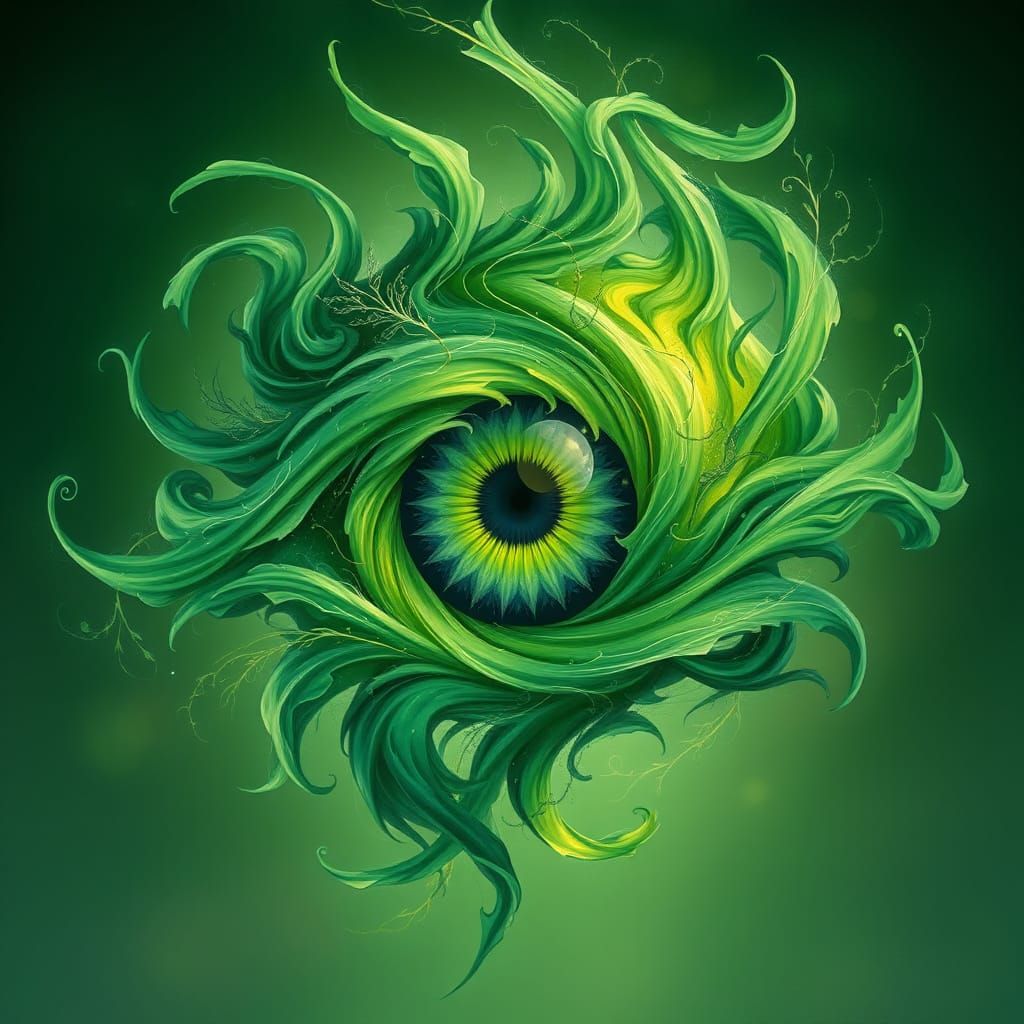 Ethereal Emerald Portal in Cyberpunk Style