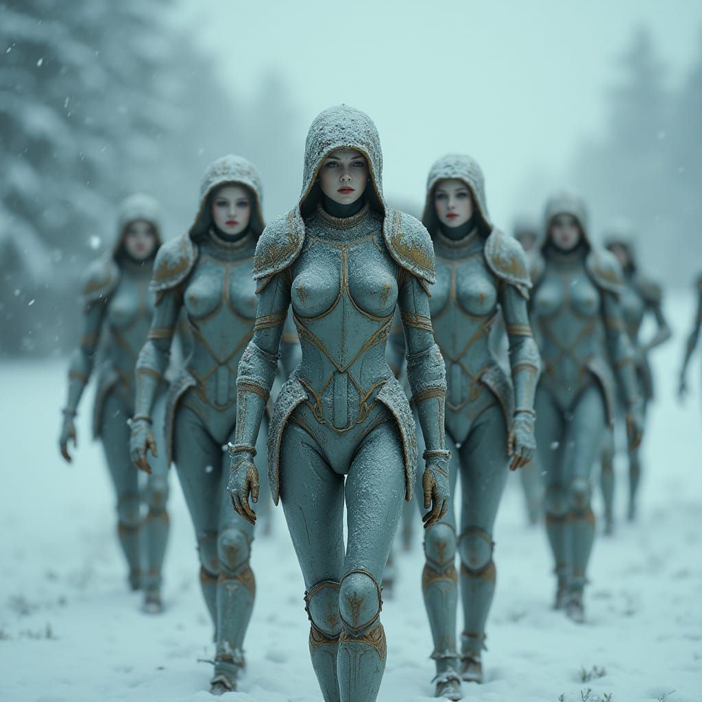 Ethereal Rubber Doll Legion Marches Through Frosty Blizzard....