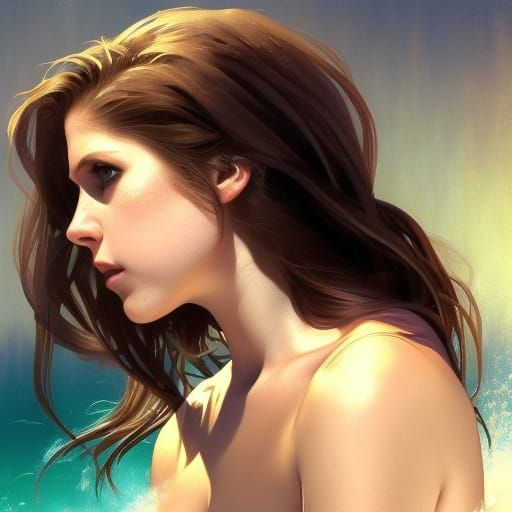 Voluptuous Portrait in Bikini, Detailed Splash Art