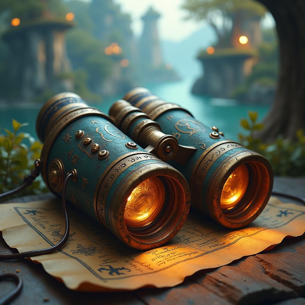 Mystical Binoculars in Dreamlike Landscape, Matte Painting