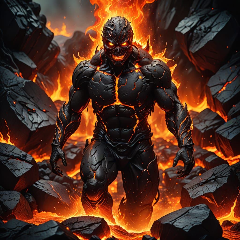 Emergence From Lava: A Digital Oil Painting