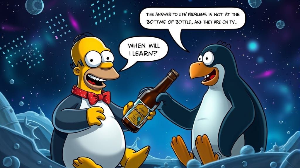 Penguine Wisdom in Cyberpunk Fantasy