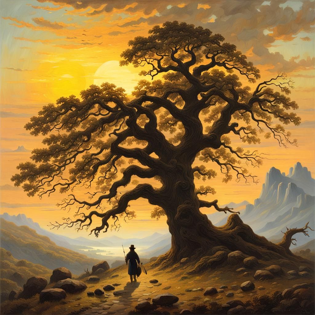 Romantic Landscape with Oak and Wanderer
