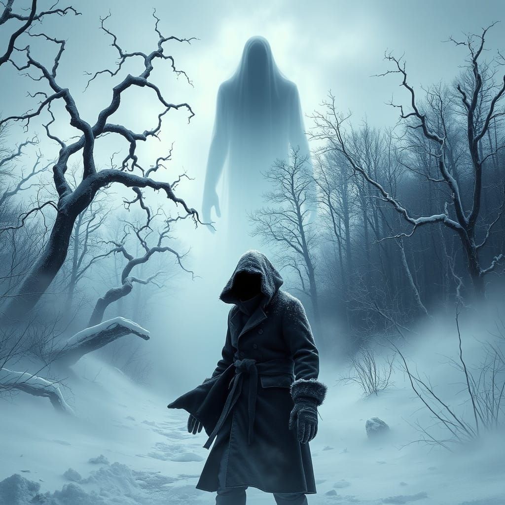 Lone Wanderer in Icy Winter Wonderland