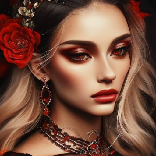 Elegant Portrait in Vibrant Oil Painting Style