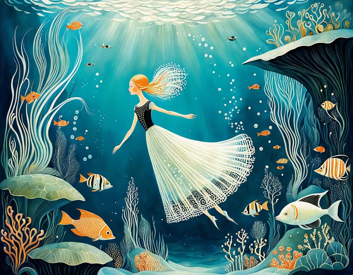 Whimsical Underwater Scene Illustration