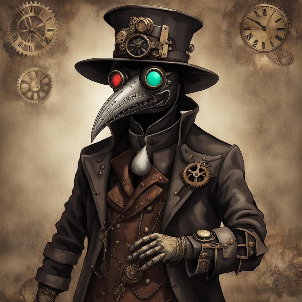 Steampunk Plague Doctor with Mechanical Details