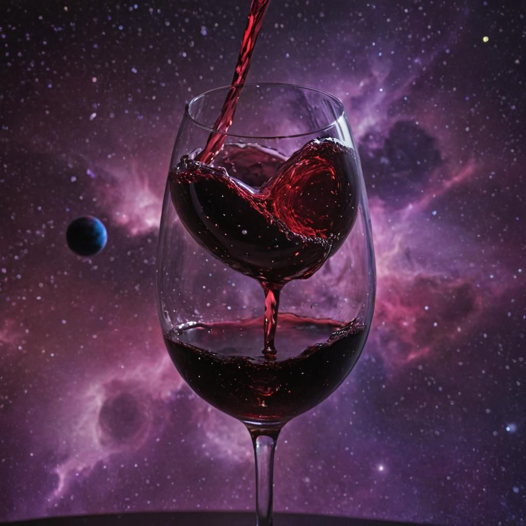 Cosmic Still Life: Red Wine in Space
